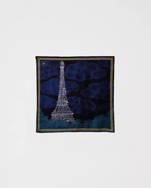 67x67cm Night Silk Scarf - Eiffel Tower Shop